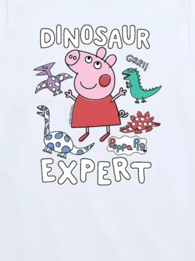 Küçük Çocuklar İçin Peppa Pig Dinosaur Expert Kısa Kollu Grafik Tişört