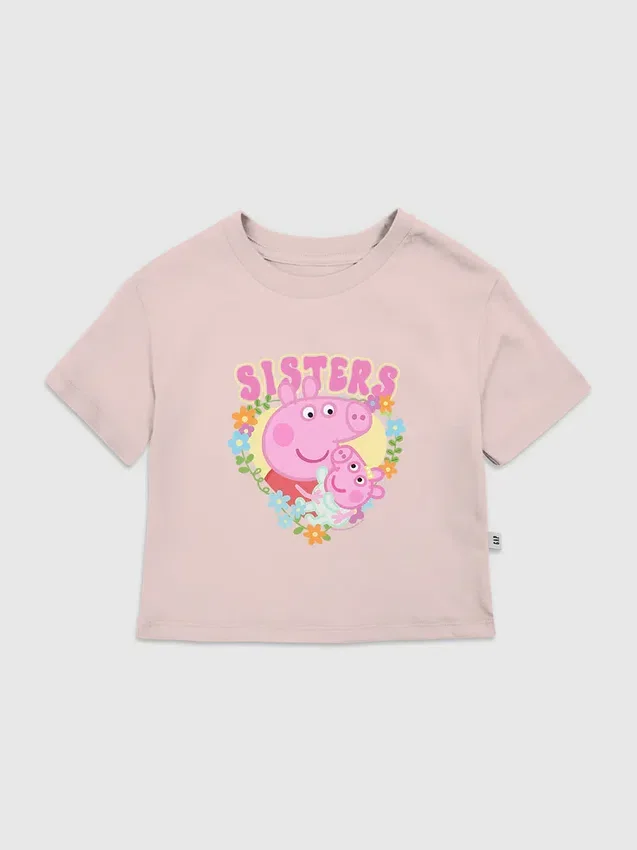 Küçük Çocuklar İçin Peppa Pig Sisters Grafik Tişört