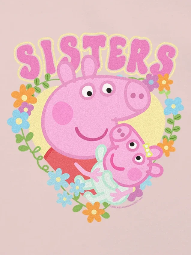 Küçük Çocuklar İçin Peppa Pig Sisters Grafik Tişört
