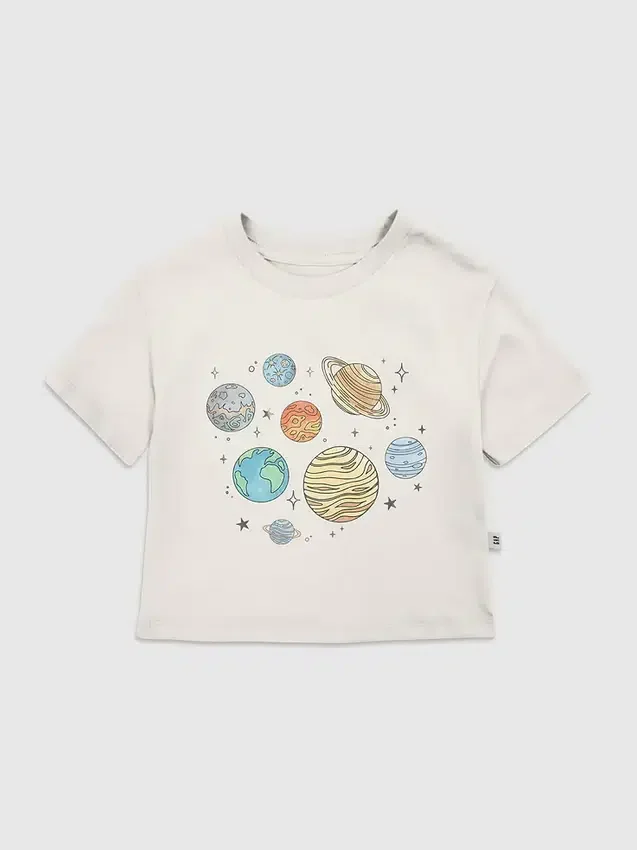 Küçük Çocuklar İçin Planets Jumble Desenli Tişört