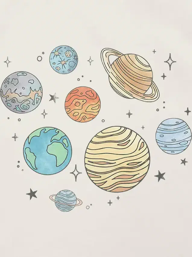 Küçük Çocuklar İçin Planets Jumble Desenli Tişört
