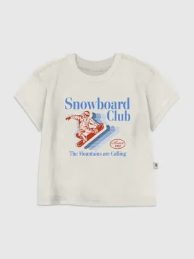 Küçük Çocuklar İçin Snowboard Club Desenli Tişört