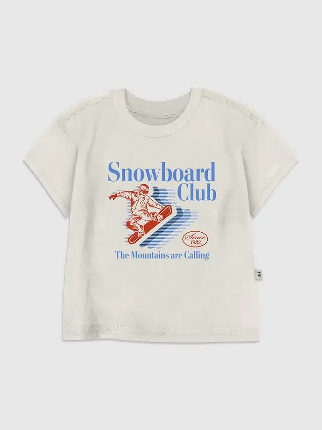 Küçük Çocuklar İçin Snowboard Club Desenli Tişört