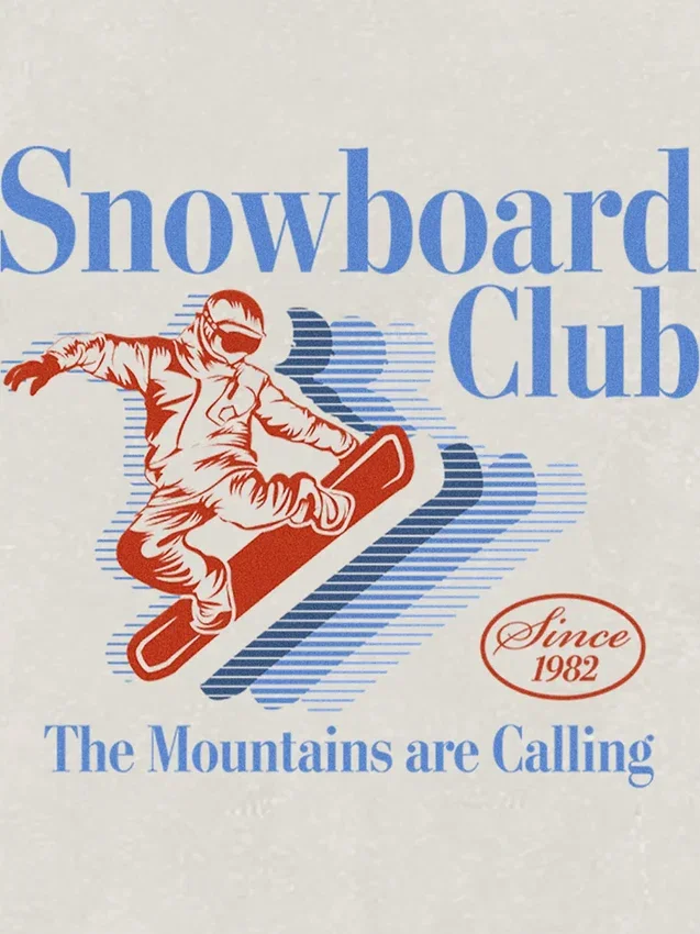 Küçük Çocuklar İçin Snowboard Club Desenli Tişört