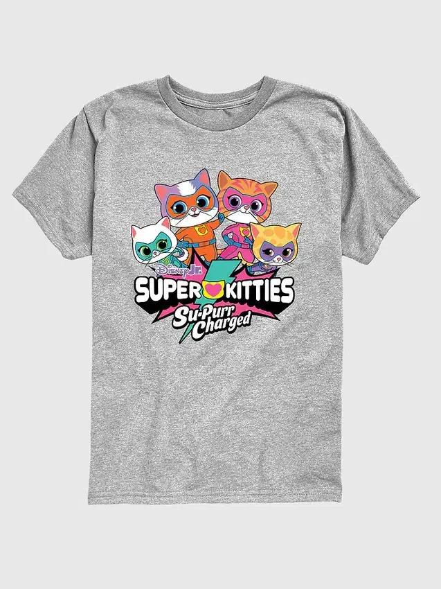Küçük Çocuklar İçin Super Kitties Logolu Kısa Kollu Grafik Tişört