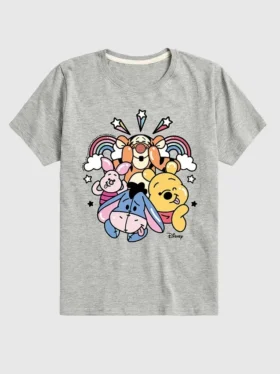 Küçük Çocuklar İçin Winnie the Pooh ve Arkadaşları Gökkuşağı ve Yıldızlar Şortlu Grafik Tişört