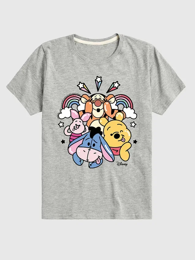 Küçük Çocuklar İçin Winnie the Pooh ve Arkadaşları Gökkuşağı ve Yıldızlar Şortlu Grafik Tişört
