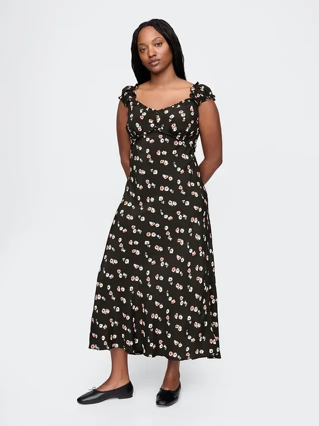 Krep Sweetheart Maxi Elbise