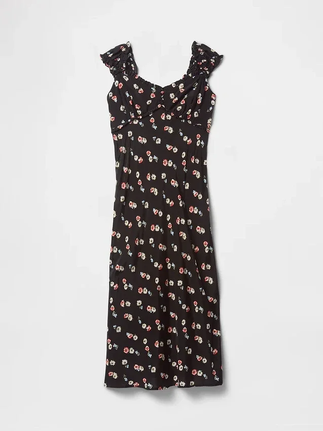 Krep Sweetheart Maxi Elbise