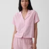 Kırışık Gazlı Oversized Pijama Gömleği