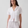 Kırışık Gazlı Oversized Pijama Gömleği