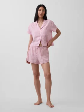 Kırışık Gazlı Oversized Pijama Gömleği
