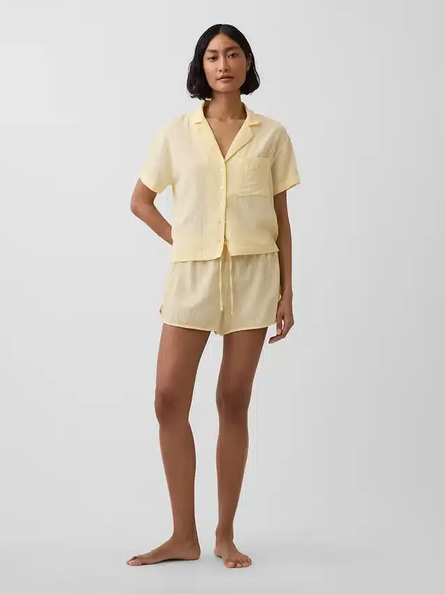Kırışık Gazlı Pijama Şortu