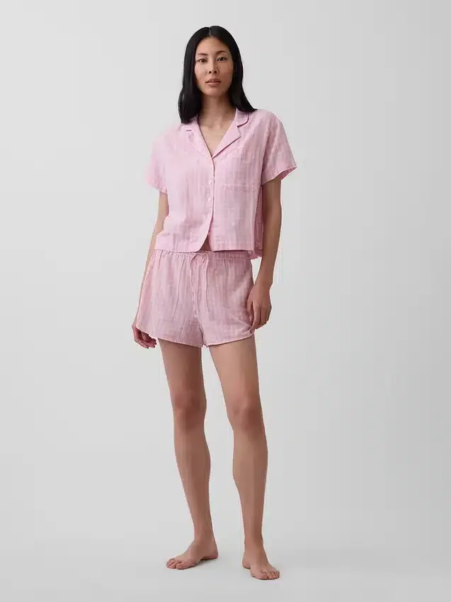 Kırışık Gazlı Pijama Şortu