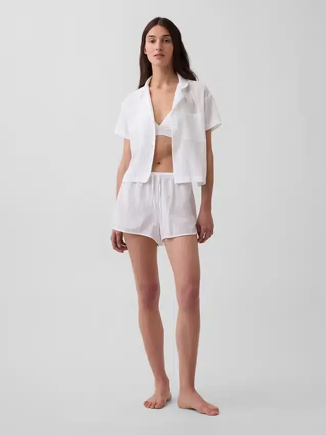 Kırışık Gazlı Pijama Şortu