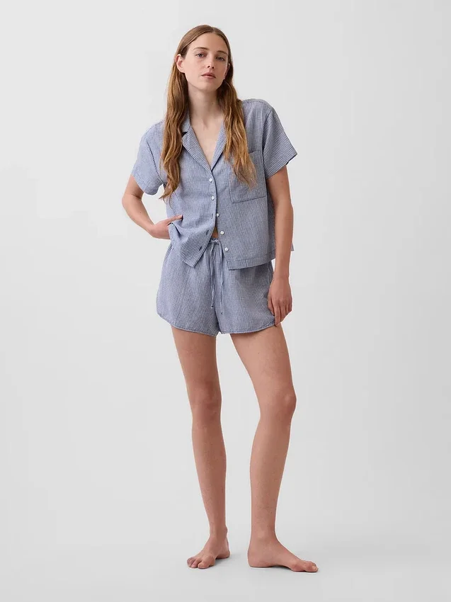 Kırışık Gazlı Pijama Şortu