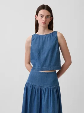 Kısa Kesim Denim Tank Top