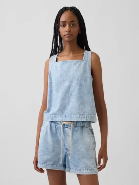 Kısa Kesim Denim Tank Top