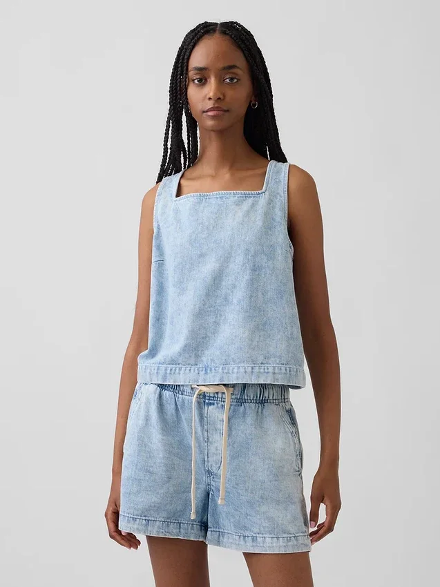 Kısa Kesim Denim Tank Top