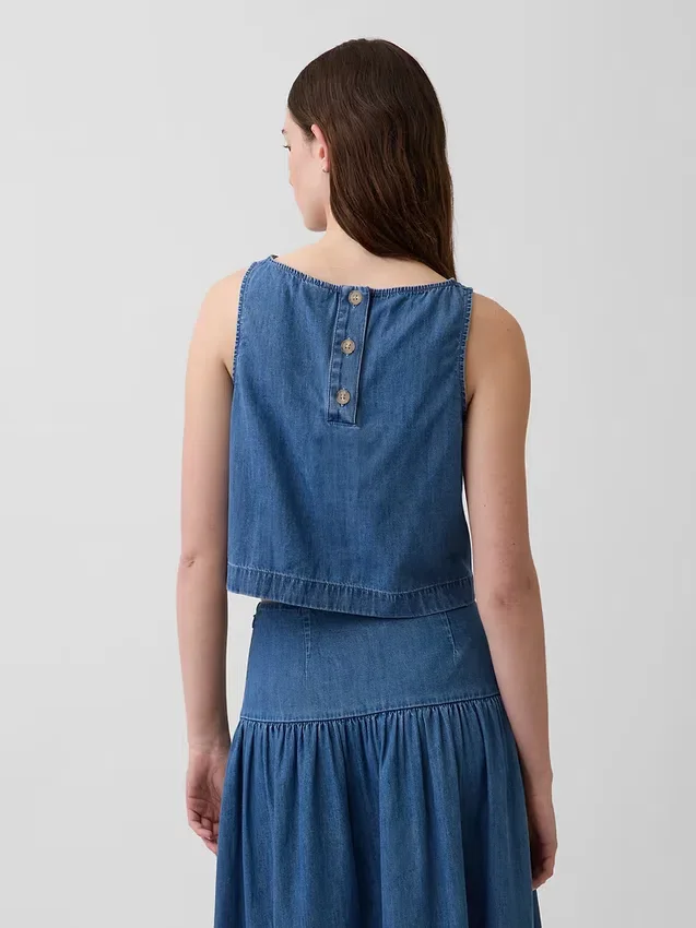 Kısa Kesim Denim Tank Top