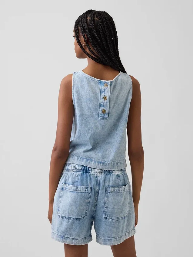 Kısa Kesim Denim Tank Top