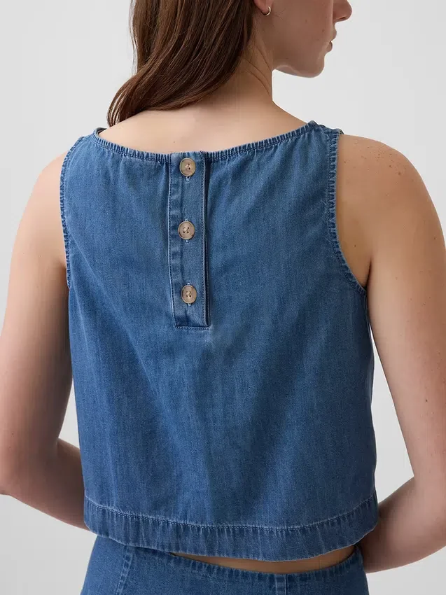 Kısa Kesim Denim Tank Top