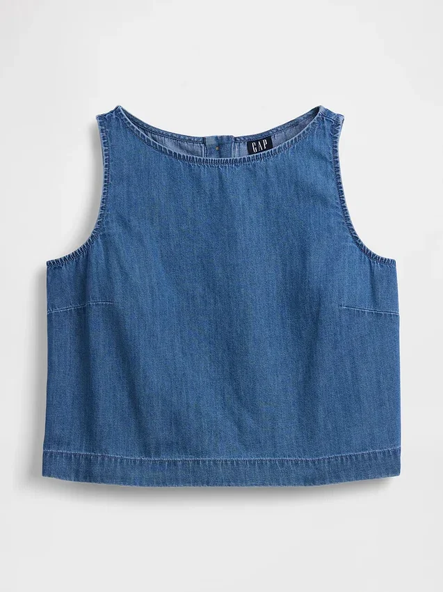 Kısa Kesim Denim Tank Top