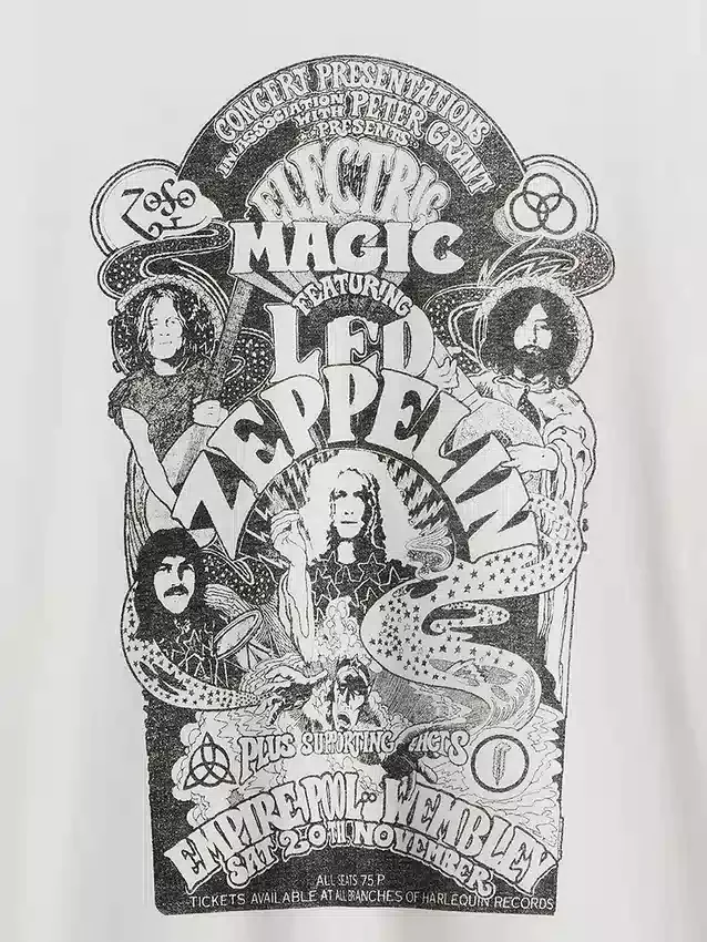 Led Zeppelin Bol Kesim Grafikli Tişört