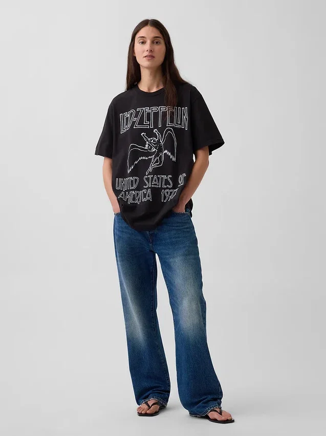 Led Zeppelin Bol Kesim Grafikli Tişört