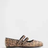 Leopar Desenli Çift Kayışlı Babetler