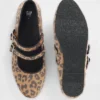 Leopar Desenli Çift Kayışlı Babetler