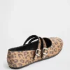 Leopar Desenli Çift Kayışlı Babetler