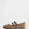 Leopar Desenli Çift Kayışlı Babetler