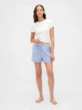 Logolu Flanel Boxer Şortlar