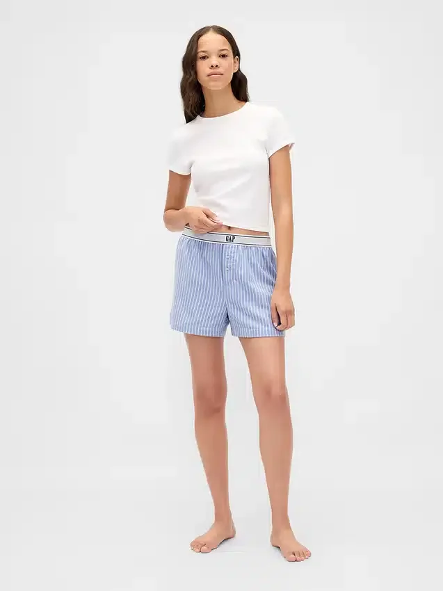 Logolu Flanel Boxer Şortlar