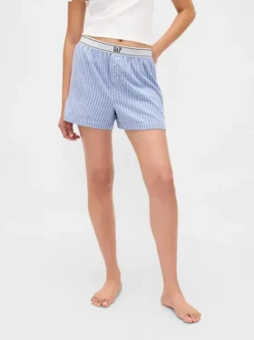 Logolu Flanel Boxer Şortlar