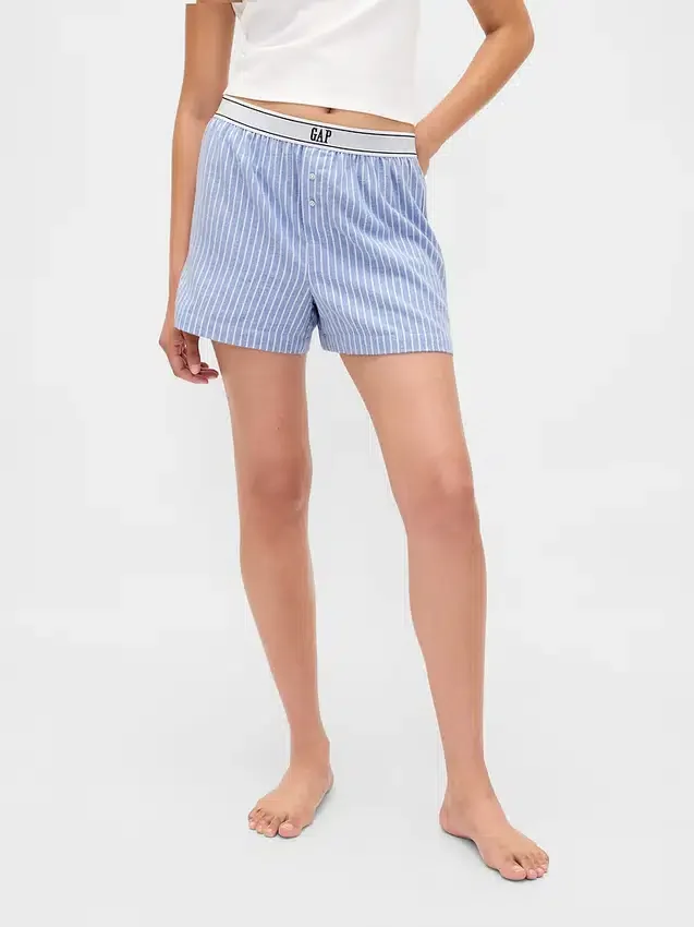 Logolu Flanel Boxer Şortlar