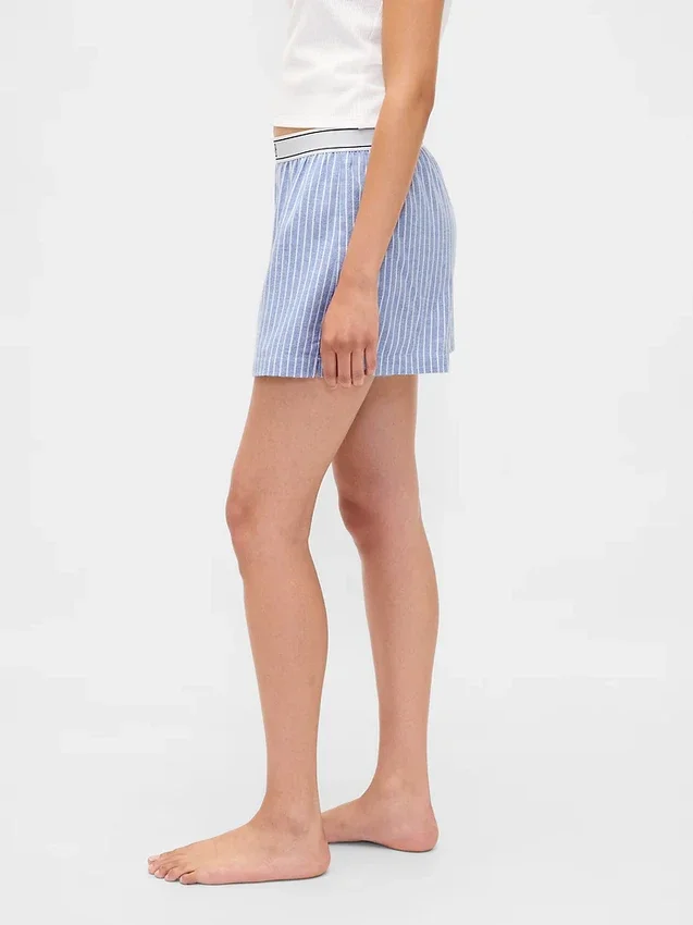 Logolu Flanel Boxer Şortlar