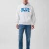 Mavi Ağır Fransız Teri Logolu Kapüşonlu Sweatshirt
