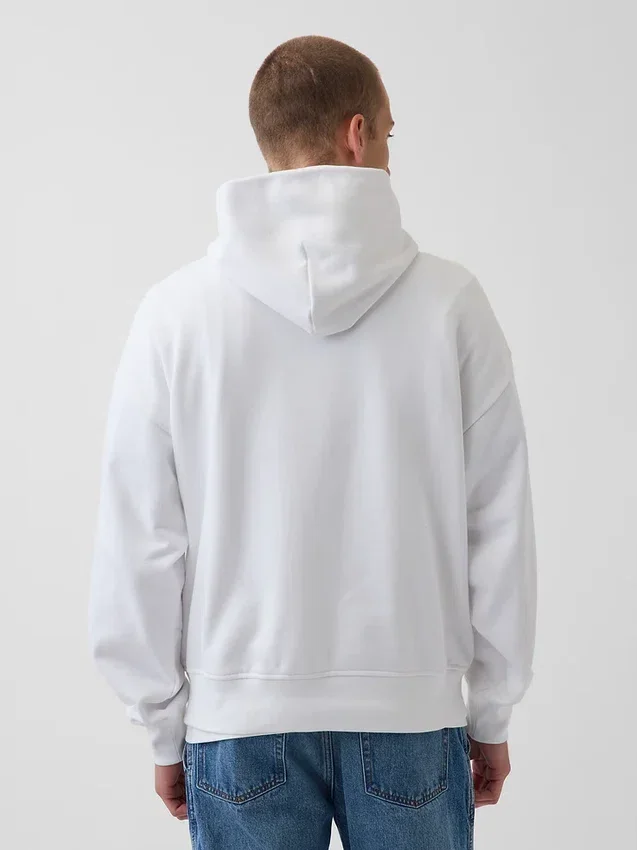 Mavi Ağır Fransız Teri Logolu Kapüşonlu Sweatshirt