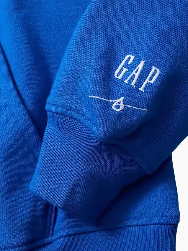 Mavi Ağır Fransız Teri Logolu Kapüşonlu Sweatshirt