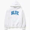Mavi Ağır Fransız Teri Logolu Kapüşonlu Sweatshirt