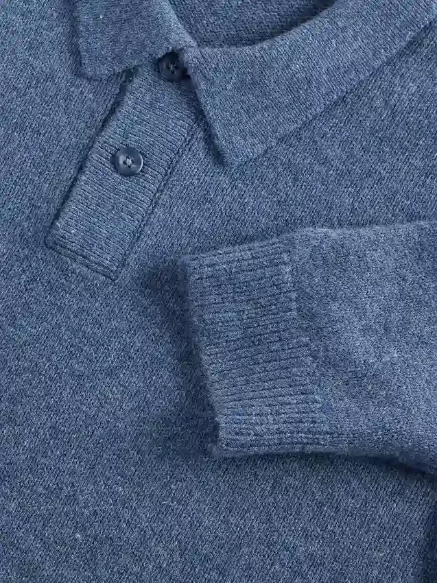 Merinos Yünü Karışımlı Polo Kazak