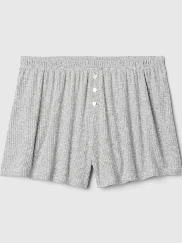 Mini Nervürlü Bol Pijama Şortları