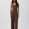 Mini Nervürlü Dantel Henley Pijama Tank Top
