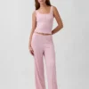 Mini Nervürlü Dantel Henley Pijama Tank Top