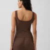 Mini Nervürlü Dantel Henley Pijama Tank Top