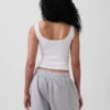 Mini Nervürlü Dantel Henley Pijama Tank Top