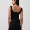 Mini Nervürlü Dantel Henley Pijama Tank Top