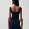 Mini Nervürlü Dantel Henley Pijama Tank Top